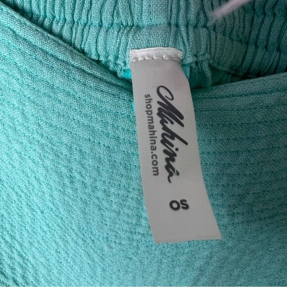 Mahina pants Hawaii Flowy Teal Pants crop capri buttons on side flowy comfy - Picture 4 of 6